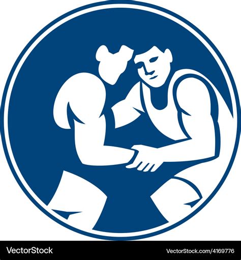 Wrestlers wrestling circle icon Royalty Free Vector Image