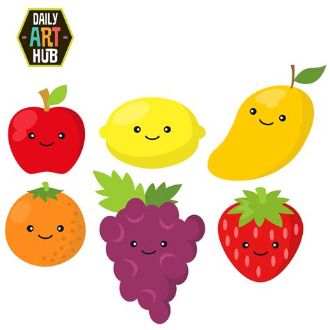 Cute Fruits Clip Art Set | Daily Art Hub