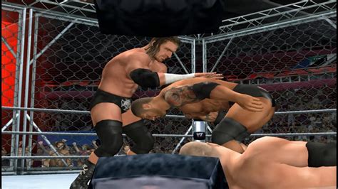 Triple H vs Batista vs Kane Steel Cage match SvR 11 - YouTube