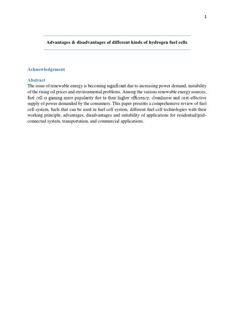 Advantages and Disadvantages of Different Types of Hydrogen Fuel Cell ...