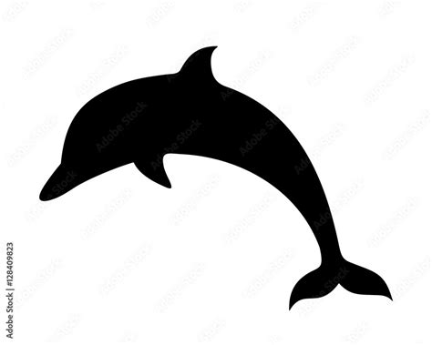 Vector black silhouette of a dolphin isolated on a white background. Stock Vector | Adobe Stock