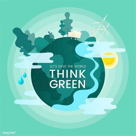 Think green environmental conservation vector | free image by rawpixel.com / sasi | Ecology ...