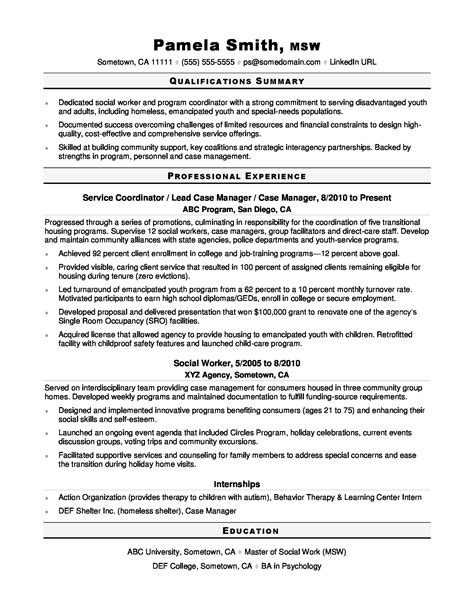 Social Worker Resume Sample | Monster.com