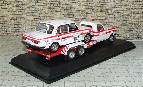 Wartburg 353 Rally Trans Team Wartburg Modellauto, Deagostini 1:43 in weiß mit roten streifen ...