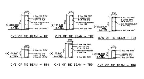 Tie beam detail drawing defined in this autocad file download this 2d ...