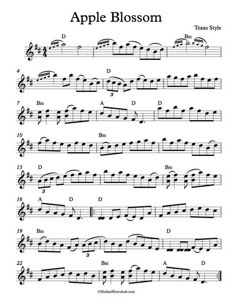 Free Violin Sheet Music – Apple Blossom – Fiddle – Michael Kravchuk