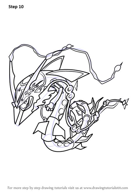 Learn How to Draw Mega Rayquaza from Pokemon (Pokemon) Step by Step : Drawing Tutorials ...