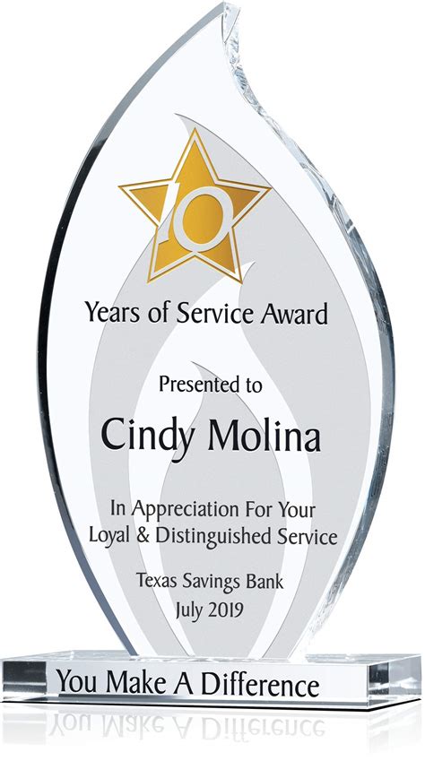 Buy Personalized Crystal Flame Employee Service Re Award Plaque for ...