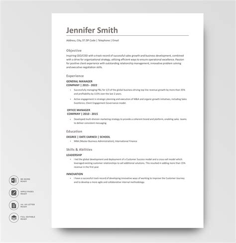 Brown Free Resume Template 110070, MS Word | Resumeway