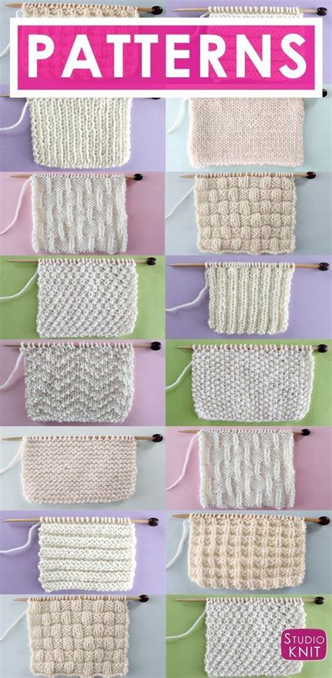 Knit and Purl Stitch Patterns with Free Patterns and Video Tutorials in ...