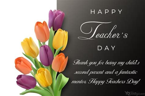 Write Wishes On Happy Teachers Day Card With Flowers | Happy teachers day card, Happy teachers ...