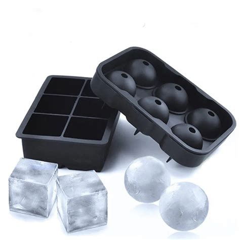 Bpa Free Silicone Ice Cube Tray Set Of 2 Black Silicone 6 Giant Ball Maker Use - Buy Silicone ...