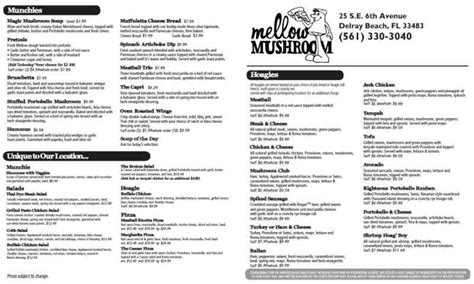 Menu for Mellow Mushroom (25 SE 6th Ave Delray Beach FL, 33483)