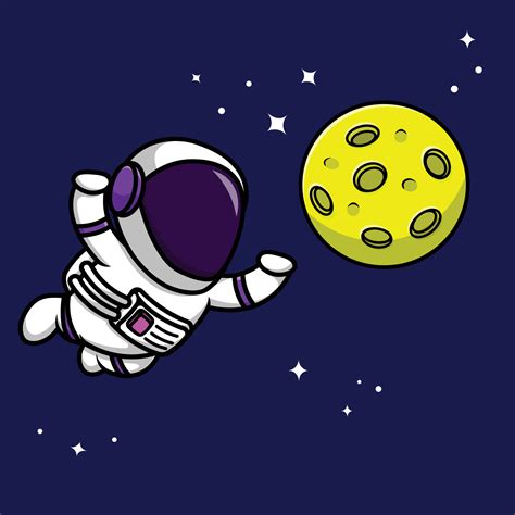 Cartoon Astronaut Floating In Space