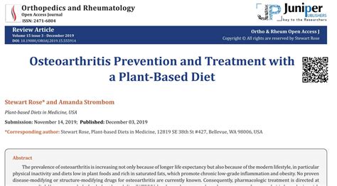 Osteoarthritis prevention and treatment with a plant-based diet – Plant-Based Diets in Medicine