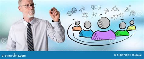 Businessman Drawing Entrepreneurship Concept Stock Photo - Image of drawing, teamwork: 143997652