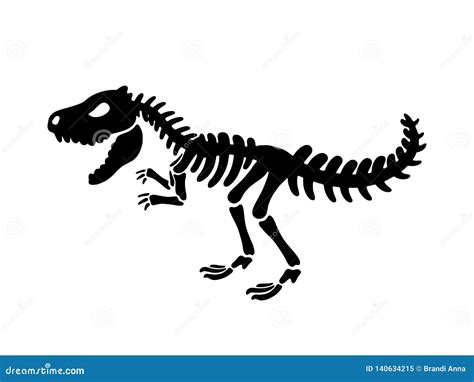 Tyrannosaurus Rex Skeleton . Silhouette Vector . Front View ...