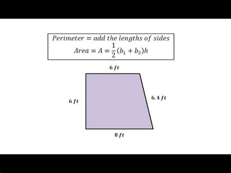 Perimeter and Area of a Right Trapezoid - YouTube