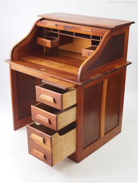 Small Oak Roll Top Desk - Bureau - Antiques Atlas