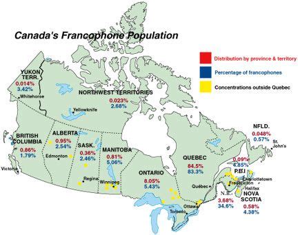 Carte Canada Francophone - Nord Carte