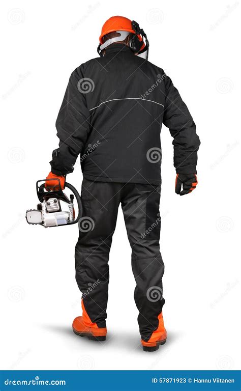 Professional Logger with Safety Gear Stock Image - Image of tool, hear: 57871923