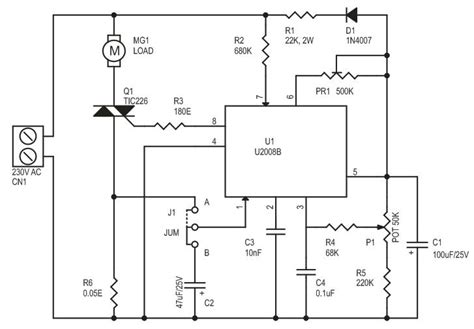 AC Motor Speed Controller using U2008B - Electronics-Lab.com