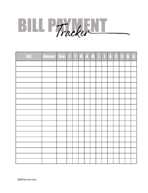 Free Bill Tracker Printables