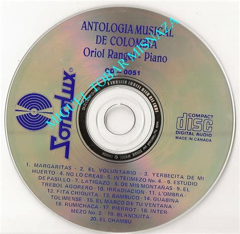 MELODIAS DE COLOMBIA: ORIOL RANGEL - ANTOLOGIA MUSICAL DE COLOMBIA (PIANO)