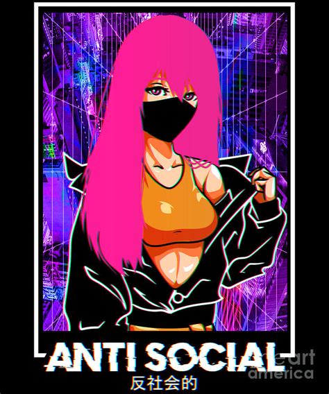 Anti Social Anime Girl Vaporwave Kawaii Aesthetic Digital Art by The ...