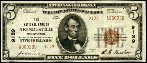 National Bank, Arendtsville, PA (Charter 9139) - Bank Note History