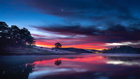 sunset clouds reflection in lake 8k MacBook Pro Wallpaper Download ...