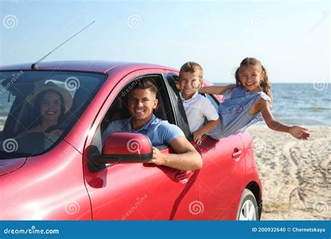 Happy Family in Car Near Sea. Summer Trip Stock Photo - Image of sandy, smiling: 200932640