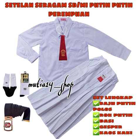 Jual seragam sekolah SD / Mi putih putih putih perempuan baju putih ...