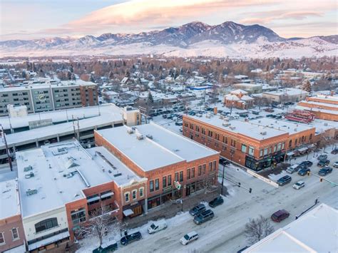 Aerial of Downtown Bozeman a few nights ago : Montana