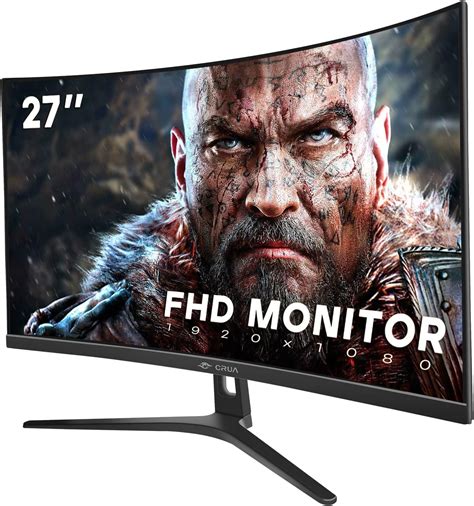 CRUA Curved Gaming-Monitor 27 Zoll 144 Hz/165 Hz, FHD 1080P 1800R PC-Monitor, 1 ms GTG mit ...