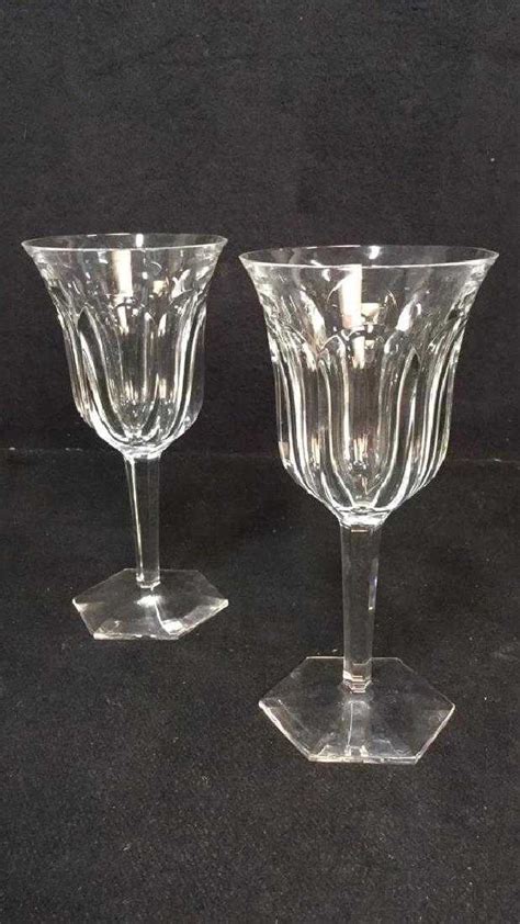 Pair Signed Baccarat Crystal Wine Glasses