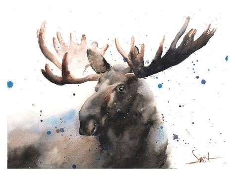 Moose print moose gifts watercolor moose elk print elk art