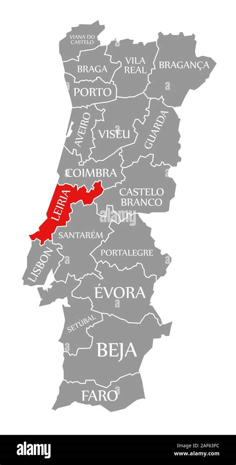 Leiria red highlighted in map of Portugal Stock Photo - Alamy