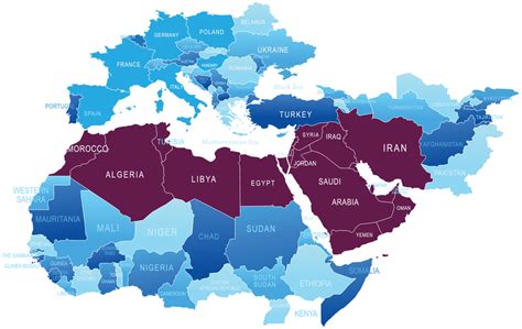 Middle East North Africa Map Quiz - Map of world