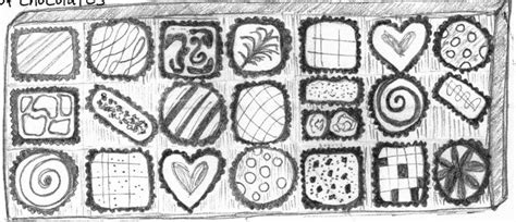 box of chocolates | Chocolate drawing, Draw a box, Sketch notes