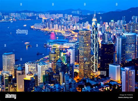 Hong Kong city night view at peak Stock Photo - Alamy