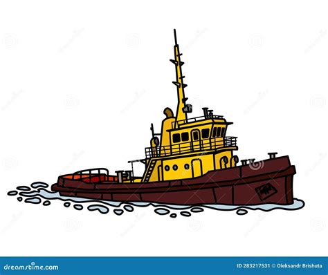 Tug. Harbour Tugboat. Support Tug. A Small Auxiliary Vessel. Cartoon Vector | CartoonDealer.com ...