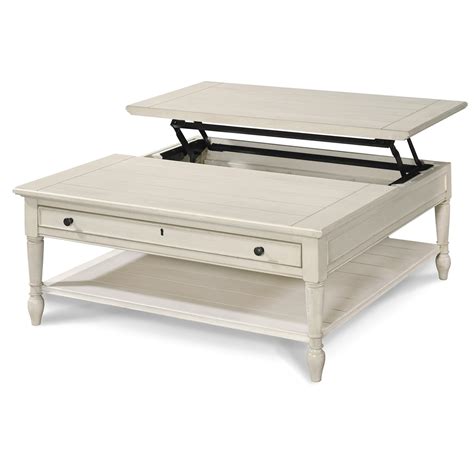 Country-Chic White Wood Square Coffee Table with Lift Top | Zin Home