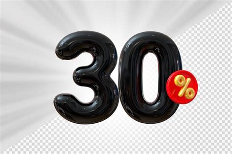 Premium PSD | 30 percent discount black balloon number 3d