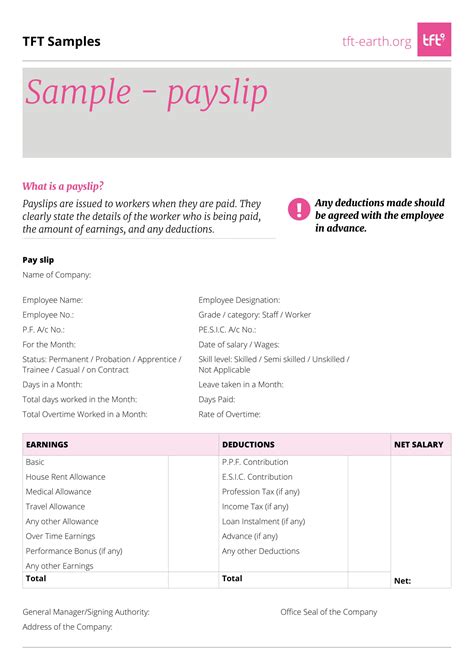 Payslip Template | 28+ Free Printable MS Excel, Word & PDF Formats, Samples, Examples, and Forms