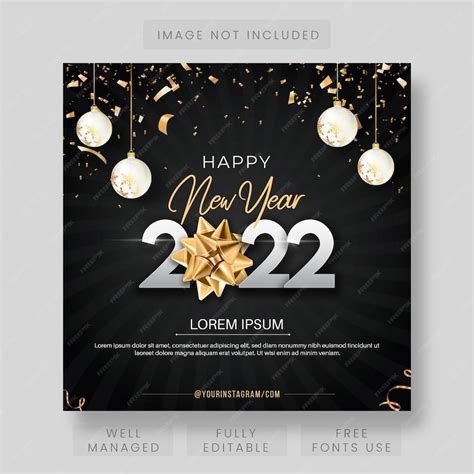 Premium PSD | Happy new year elegant social media post design or banner ...