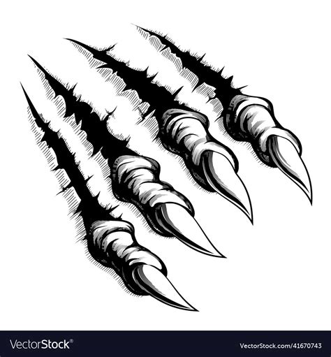 Monster claws break through white background Vector Image