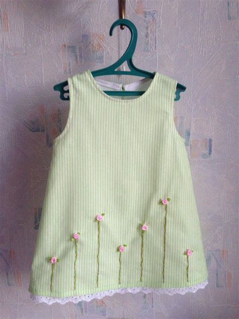 Stylish cute light green baby dress. hand made. Not in stock but I can repeat this for you. Good ...