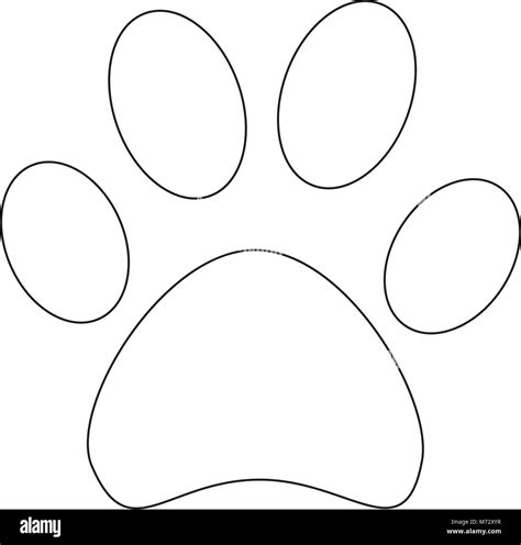 Line art cat paw footprint icon poster. Black and white vector ...