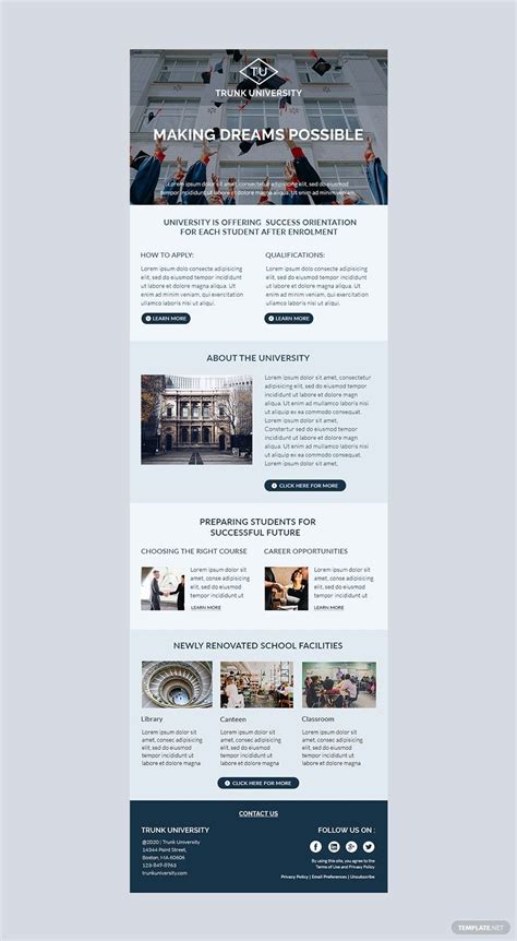 University Email Newsletter Template in HTML5, PSD, Outlook, Word ...